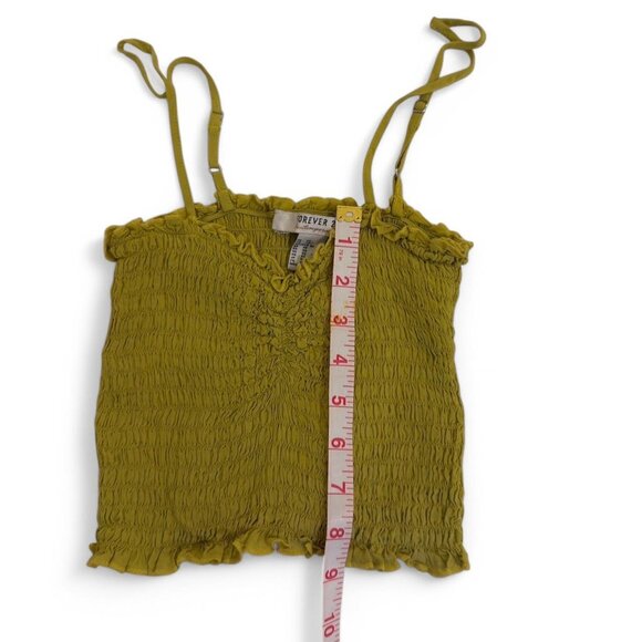 Stretchy Smocked Crop Top in Lime - Picture 2 of 4